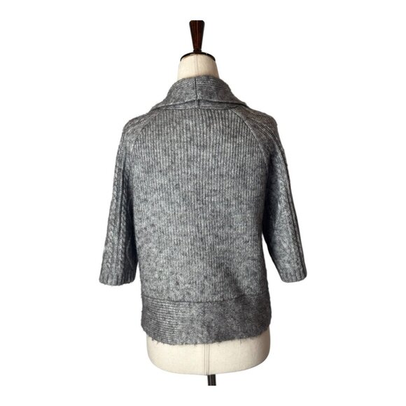 Chico's Sweater Women Medium Gray Wool Blend Cable Knit Open Bolero Cardigan - Picture 2 of 10